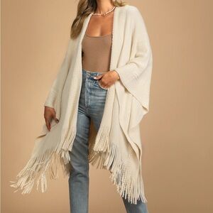 Lulus Wrapped in Cozy Knit Fringe Cardigan